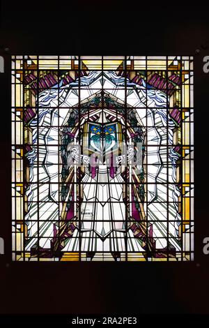 France, Marne, Reims, Bibliothèque Carnegie, salle de lecture Banque D'Images