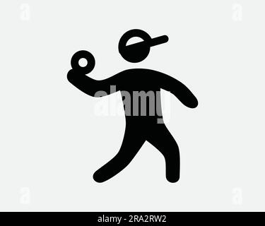 Icône de terrain de baseball Sport Plaid ball athlète joueur sportif lancer Pitcher jeu Toss jouer Noir blanc graphique Clipart Illustration symbole signe Vector EPS Illustration de Vecteur