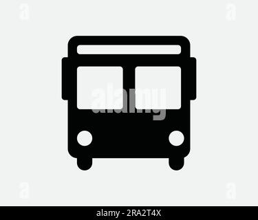 Bus vue de face icône transport en commun transport commercial École de voyageurs Van Noir blanc graphique Clipart Illustration symbole signe vecteur EPS Illustration de Vecteur