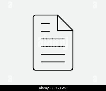 Icône ligne de document. Fichier DOC feuille de texte message Note formulaire de contrat Contour Bureau d'affaires Noir blanc graphique Clipart Illustration symbole signe vecteur EPS Illustration de Vecteur