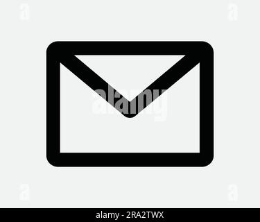 Icône de ligne de courrier. E-mail lettre enveloppe message App postal communication Newsletter Postage. Noir blanc Clipart graphique symbole symbole signe vecteur EPS Illustration de Vecteur