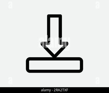 Icône de téléchargement. Flèche vers le bas connexion au serveur fichier de stockage dans le cloud Bas sous. Noir blanc Clipart graphique ligne de graphisme symbole signe vecteur EPS Illustration de Vecteur