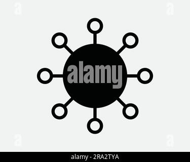 Icône réseau. Connexion social Connect réseau Community Link Merge Marketing virus. Noir blanc Clipart graphique symbole symbole signe vecteur EPS Illustration de Vecteur