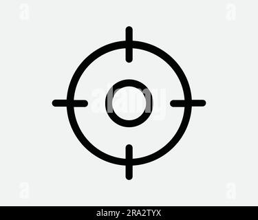 Icône Crosshair arrondi. Cible visée vue croisée tir d'un fusil militaire Sniper Mark point Black White Graphic Clipart Graphisme symbole signe Vector EPS Illustration de Vecteur