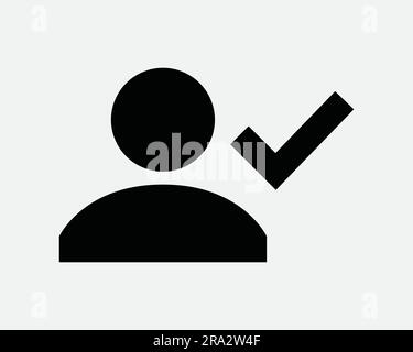 Icône d'utilisateur vérifiée personnage de personne social Media Account Check Check OK Status Approve Black White Graphic Clipart Artwork Symbol Sign Vector EPS Illustration de Vecteur