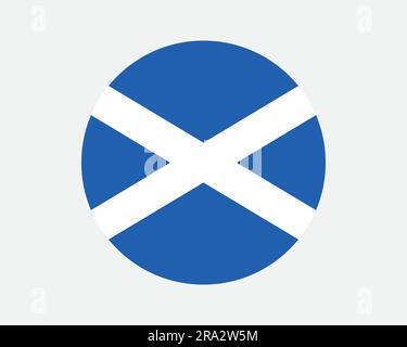 Drapeau rond écossais. Scottish Scott Circle National Nation Banner Emblem Blue White Royaume-Uni Graphic Clipart Artwork Symbol Sign Vector EPS Illustration de Vecteur