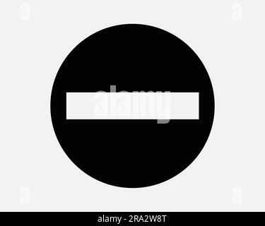 Panneau d'interdiction d'entrée. Symbole de circulation routière ne pas entrer entrée refusée cercle de sécurité d'avertissement restreint rond. Image graphique noir blanc vecteur EPS Illustration de Vecteur