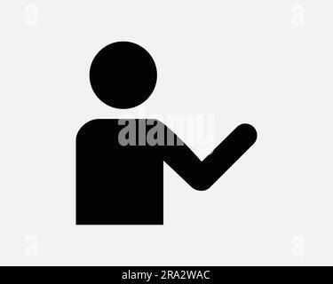 Icône représentant un geste de la figure Stick. Homme personne personnage point bras de pointage main Présentation enseigner Noir blanc graphique Clipart Illustration symbole signe vecteur EPS Illustration de Vecteur