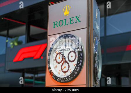 Logo Rolex dans Paddock pendant LA FORMULE 1 ROLEX GROSSER PREIS VON OSTERREICH 2023 - Jun29 à Jul2 dans RedbullRing - Spielberg, Autriche Banque D'Images