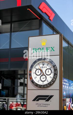 Logo Rolex dans Paddock pendant LA FORMULE 1 ROLEX GROSSER PREIS VON OSTERREICH 2023 - Jun29 à Jul2 dans RedbullRing - Spielberg, Autriche Banque D'Images