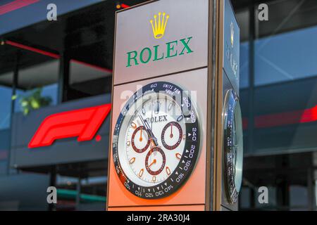 Logo Rolex dans Paddock pendant LA FORMULE 1 ROLEX GROSSER PREIS VON OSTERREICH 2023 - Jun29 à Jul2 dans RedbullRing - Spielberg, Autriche Banque D'Images