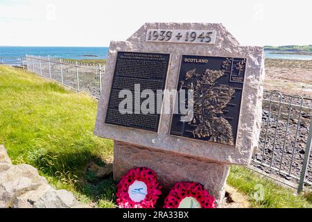 Monument commémoratif de la Seconde Guerre mondiale hommage au Royal Air Force Coastal Command en Écosse, North Berwick, East Lothian, Écosse, Royaume-Uni. Banque D'Images