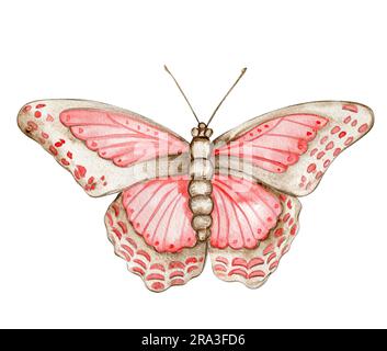 Papillon coloré aquarelle. Illustration du monarque papillon.dessin d'insecte à la main illustration pour cartes de voeux, imprimés, cartes postales . Banque D'Images