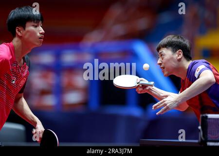 Zagreb, Croatie. 30th juin 2023. Kwan Man Ho, Li Hon Ming de Hong Kong concourent contre Liang Yanning, Xue FEI de Chine pendant le WTT conteur Zagreb 2023 hommes double quart de finale match à Dom Sportova à Zagreb, Croatie sur 30 juin 2023. Photo: Igor Kralj/PIXSELL crédit: Pixsell/Alay Live News Banque D'Images