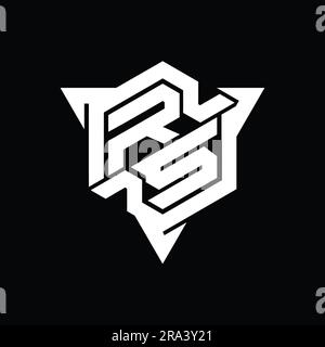 Logo lettre RS monogramme forme hexagonale avec contour triangulaire style jeu modèle de conception Banque D'Images