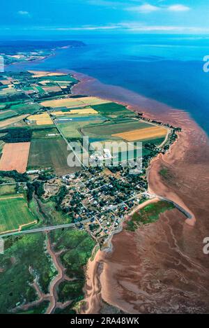 Image aérienne du littoral de la vallée de l'Annapolis, Nouvelle-Écosse, Canada Banque D'Images