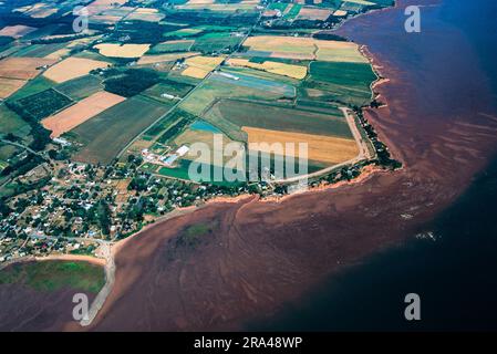 Image aérienne du littoral de la vallée de l'Annapolis, Nouvelle-Écosse, Canada Banque D'Images