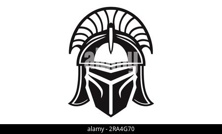 Casque de guerrier Chevalier, armure heraldry de soldat médiéval, gladiateur romain ancien ou combattant spartien. Logo vectoriel, icône. Illustration de Vecteur