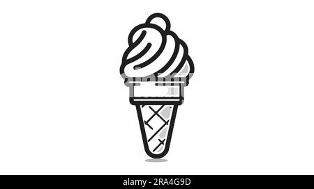 Icône de cône de crème glacée isolé sur fond blanc Illustration de Vecteur