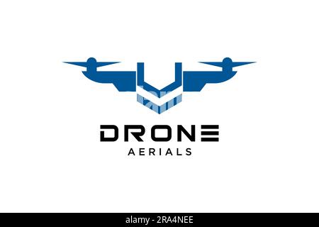 Modèle de conception du logo Letter U Drone. Photographie du vecteur d'icône de drone. Design créatif. Illustration de Vecteur