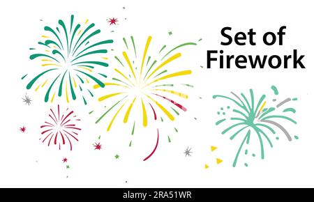 Ensemble d'illustrations vectorielles Flat Firework Illustration de Vecteur