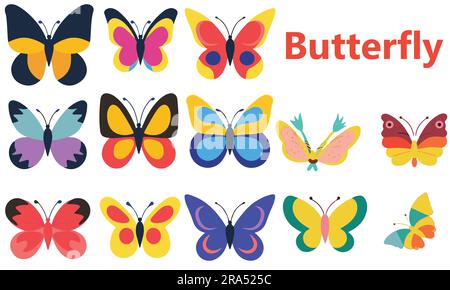 Un ensemble d'illustrations vectorielles de papillon mascotte Illustration de Vecteur