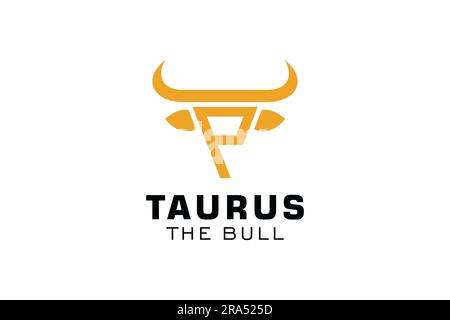 Logo lettre P, logo Bull, logo de tête de taureau, modèle de conception de logo monogramme Illustration de Vecteur