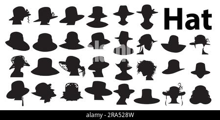 Ensemble d'illustrations vectorielles de chapeau de silhouette Illustration de Vecteur