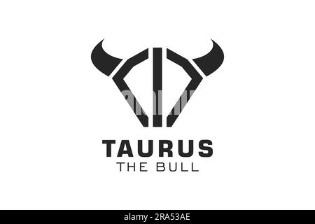 Logo lettre I, logo Bull, logo de tête de taureau, modèle de conception de logo monogramme Illustration de Vecteur