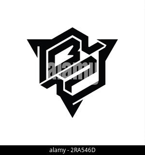 BP lettre logo monogramme forme hexagonale avec contour triangulaire style de jeu modèle de conception Banque D'Images