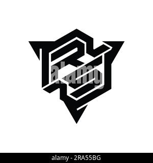 Logo lettre RS monogramme forme hexagonale avec contour triangulaire style jeu modèle de conception Banque D'Images