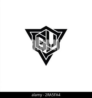 GV lettre logo monogramme forme hexagonale avec contour triangulaire coupe de style modèle Banque D'Images