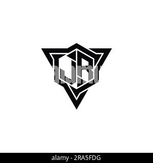 Junior lettre logo monogramme forme hexagonale avec contour triangulaire coupe de style modèle Banque D'Images