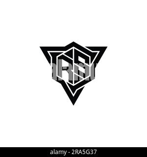 Logo lettre RS monogramme forme hexagonale avec contour triangulaire, modèle de conception à coupe nette Banque D'Images