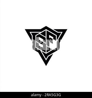 SF lettre logo monogramme forme hexagonale avec contour triangulaire coupe de style modèle Banque D'Images