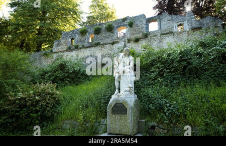 Monument, statue à William Shakespeare, seul monument à Shakspeare en Europe continentale, Park an der ILM, Ilmpark, Weimar, Thuringe, Allemagne Banque D'Images