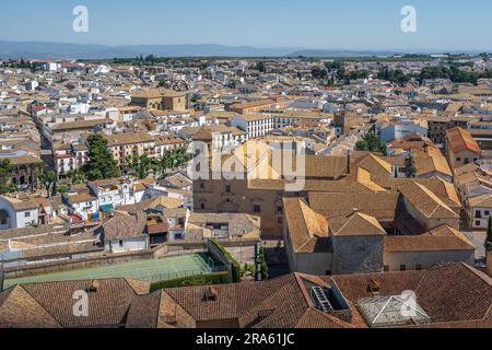 Vue aérienne de Baeza avec les anciens bâtiments de l'université - Baeza, Jaen, Espagne Banque D'Images