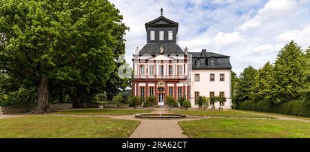 Schwarzburg, Allemagne. 01st juillet 2023. Le château de Schwarzburg s'élève au-dessus de la ville du même nom en Thuringe. C'est à Schwarzburg que le Président du Reich de l'époque, Ebert, a signé la Constitution de Weimar en 1919. Credit: Frank Hammerschmidt/dpa/Alay Live News Banque D'Images