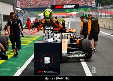 Spielberg, Mezzolombardo, Autriche. 1st juillet 2023. Le pilote britannique Lando Norris (McLaren F1 Team) remporte la troisième place au Sprint Shootout sur le circuit Red Bull Ring à Spielberg, Autriche (Credit image: © Daisy Facinelli/ZUMA Press Wire) USAGE ÉDITORIAL UNIQUEMENT ! Non destiné À un usage commercial ! Banque D'Images