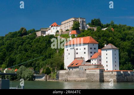 Feste Niederhaus, Feste Oberhaus, Vieille ville, Danube, Passau, Parc national de la forêt bavaroise, Bavière, Allemagne Banque D'Images