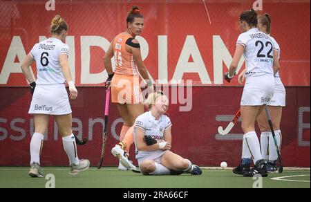 Anvers, Belgique. 01st juillet 2023. Michelle Struijk, de Belgique, semble abattu lors d'un match de hockey entre l'équipe nationale belge Red Panthers et les pays-Bas, le samedi 01 juillet 2023 à Anvers, match 9/12 dans la phase de groupe de la Ligue pro FIH 2023. BELGA PHOTO VIRGINIE LEFOUR crédit: Belga News Agency/Alay Live News Banque D'Images