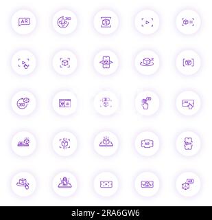 icônes de contour violet en réalité augmentée Illustration de Vecteur