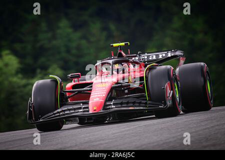 Spielberg, Autriche. 30th juin 2023. Carlos Sainz, pilote espagnol de la Scuderia Ferrari, participe à la séance de qualification du Grand Prix autrichien de F1 au Red Bull Ring. Crédit : SOPA Images Limited/Alamy Live News Banque D'Images