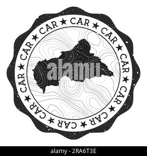 Timbre extérieur de VOITURE. Autocollant rond avec carte du pays avec isolines topographiques. Illustration vectorielle. Illustration de Vecteur