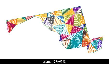 Carte de style enfant du Maryland. Polygones dessinés à la main en forme de Maryland. Illustration vectorielle. Illustration de Vecteur