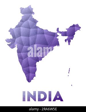 Carte de l'Inde. Faible illustration poly du pays. Motif géométrique violet. Illustration de vecteur polygonal. Illustration de Vecteur