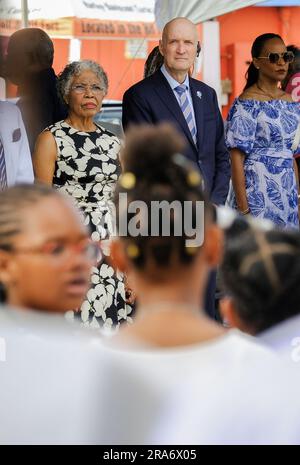 WILLEMSTAD - le ministre Ernst Kuipers (Santé publique, bien-être social et Sport) pendant la commémoration de l'esclavage à Curaçao. Sur Keti Koti, on se souvient qu'il y a exactement 150 ans, l'esclavage a pris fin sous le régime hollandais. ANP RAMSAY SOEMANTA pays-bas - belgique Out crédit: ANP/Alay Live News Banque D'Images