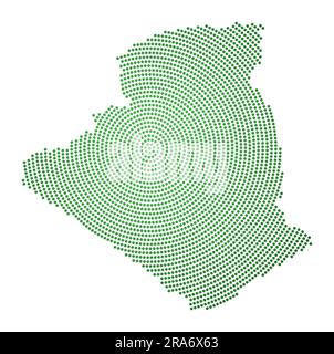 Carte en pointillés de l'Algérie. Forme de style numérique de l'Algérie. Icône Tech du pays avec des points gradués. Illustration vectorielle impressionnante. Illustration de Vecteur