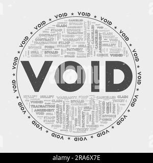 Void - badge rond. Texte vide avec mots-clés nuages de mots et texte circulaire. Thème de couleur de caractère ombragé et texture grunge. Illustrateur de vecteur captivant Illustration de Vecteur