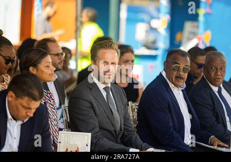 KRALENDIJK - Ministre Hugo de Jonge (logement public et aménagement du territoire) pendant la commémoration de l'esclavage à Bonaire. Sur Keti Koti, on se souvient qu'il y a exactement 150 ans, l'esclavage a pris fin sous le régime hollandais. ANP STEPHAN KOGELMAN pays-bas sortie - belgique sortie Banque D'Images
